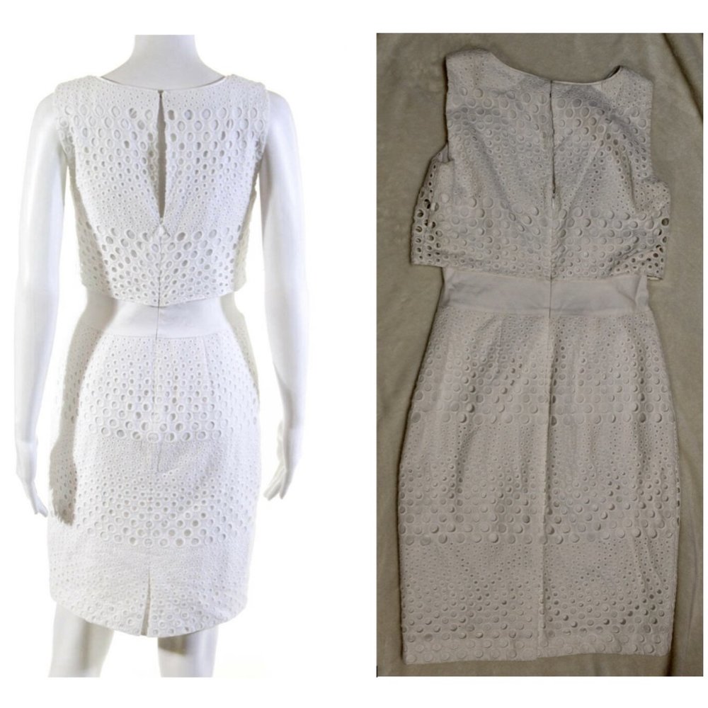 KAY UNGER size 2 White Eyelet A-line Dress - Picture 4 of 9
